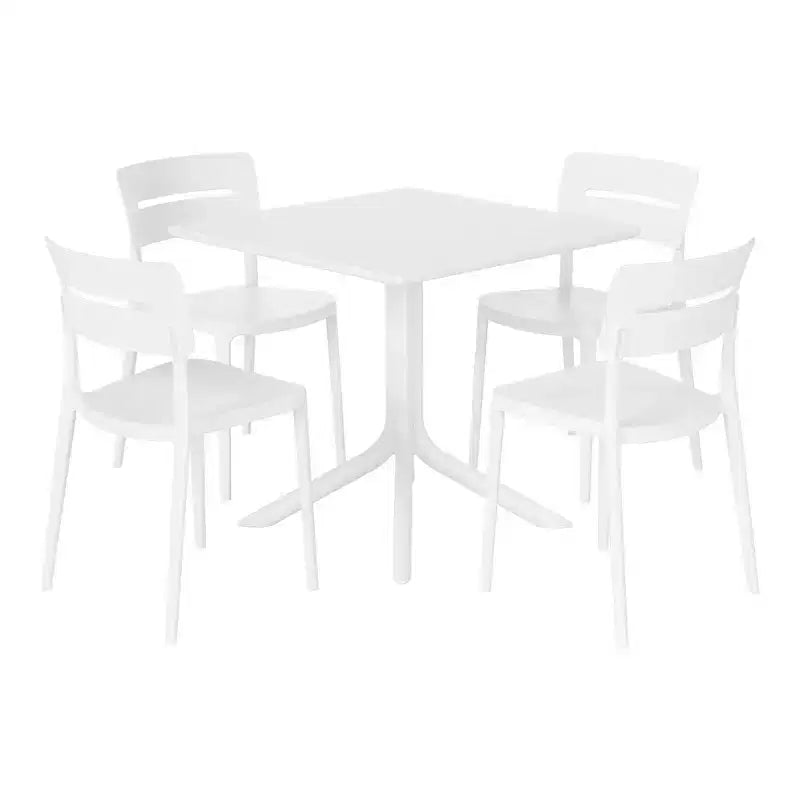 Ensemble table de salle à manger d'extérieur WestinTrends Playa Modern 5 pièces en résine avec chaises empilables