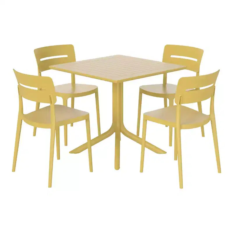 Ensemble table de salle à manger d'extérieur WestinTrends Playa Modern 5 pièces en résine avec chaises empilables