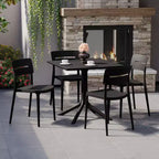 WestinTrends Playa Moderno Set da Pranzo da Esterno in Resina a 5 Pezzi con Tavolo e Sedie Impilabili, Nero