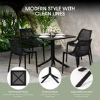 WestinTrends Playa Moderno Set da Pranzo da Esterno in Resina a 5 Pezzi con Tavolo e Sedie Impilabili, Nero