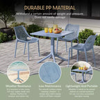 WestinTrends Playa, Set da Pranzo da Esterno in Resina a 5 Pezzi con Tavolo Quadrato e Sedie da Giardino Impilabili