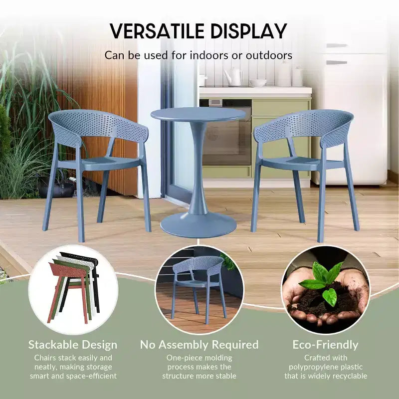 WestinTrends Playa, Set da Pranzo da Esterno in Resina a 5 Pezzi con Tavolo Quadrato e Sedie da Giardino Impilabili