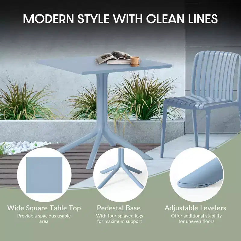 WestinTrends Playa, Set da Pranzo da Esterno in Resina a 5 Pezzi con Tavolo Quadrato e Sedie da Giardino Impilabili