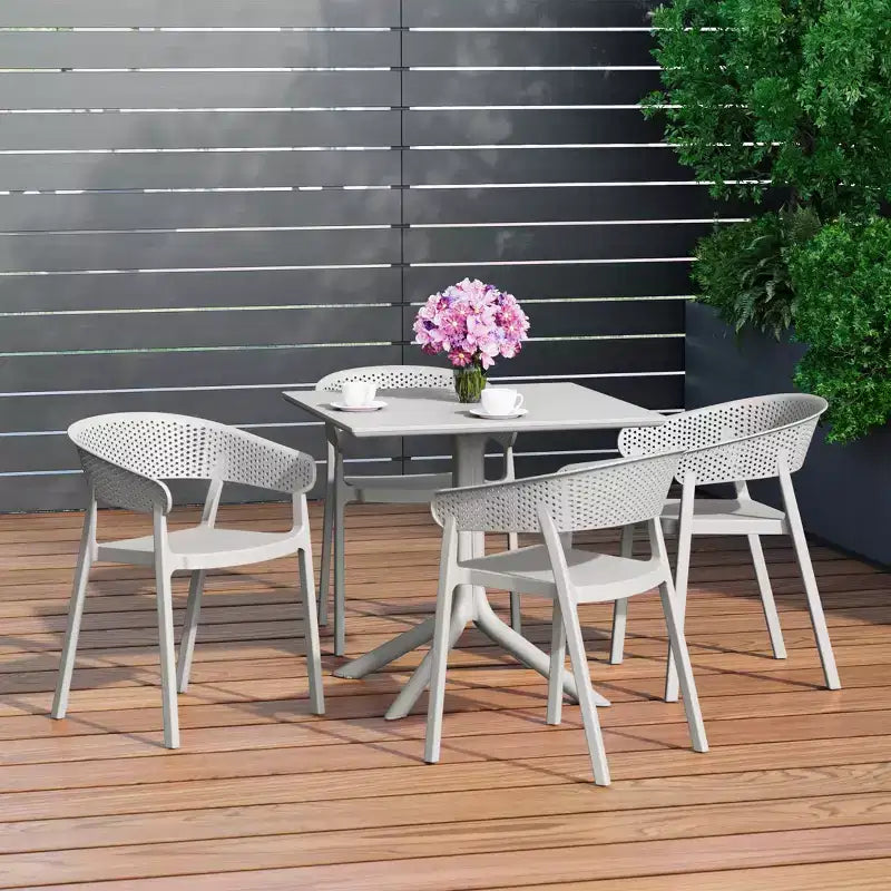 WestinTrends Playa, Set da Pranzo da Esterno in Resina a 5 Pezzi con Tavolo Quadrato e Sedie da Giardino Impilabili
