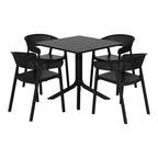 WestinTrends Playa 5-Piece Outdoor Resin Square Patio Dining Table Set with Stackable Patio Dining Chairs
