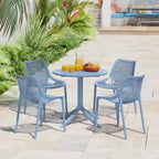 Set da tavolo da pranzo rotondo moderno a 5 pezzi WestinTrends Playa con sedie da pranzo impilabili per patio