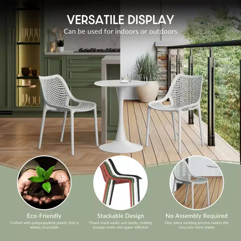 Set da tavolo da pranzo rotondo moderno a 5 pezzi WestinTrends Playa con sedie da pranzo impilabili per patio