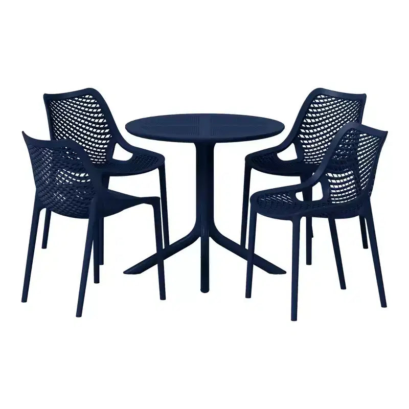 Ensemble de table à manger de terrasse ronde moderne 5 pièces Playa de WestinTrends avec chaises de salle à manger de terrasse empilables