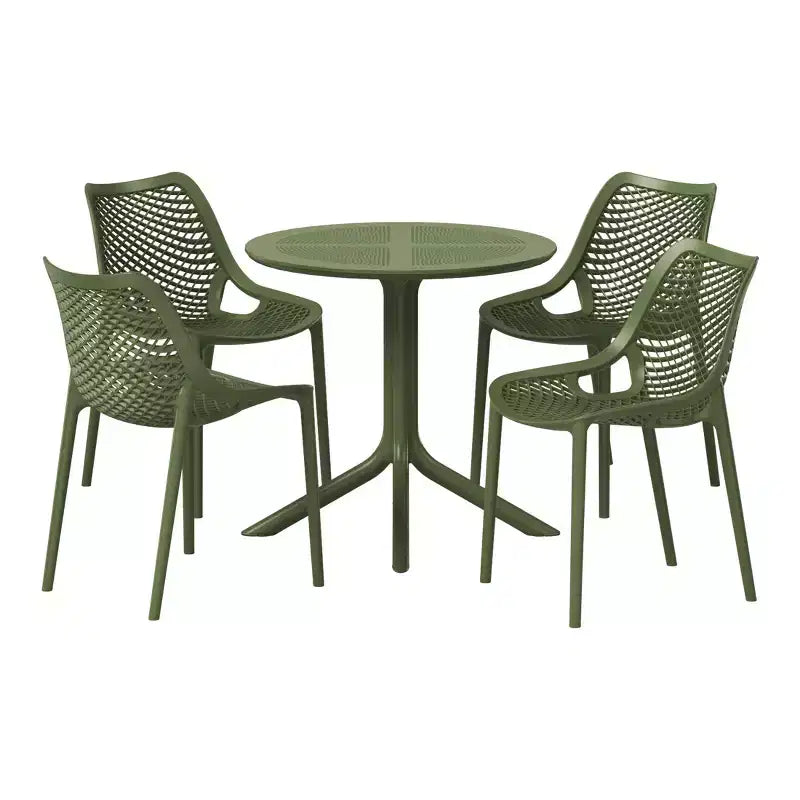 Ensemble de table à manger de terrasse ronde moderne 5 pièces Playa de WestinTrends avec chaises de salle à manger de terrasse empilables