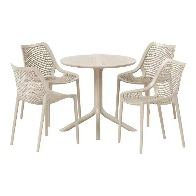Ensemble de table à manger de terrasse ronde moderne 5 pièces Playa de WestinTrends avec chaises de salle à manger de terrasse empilables