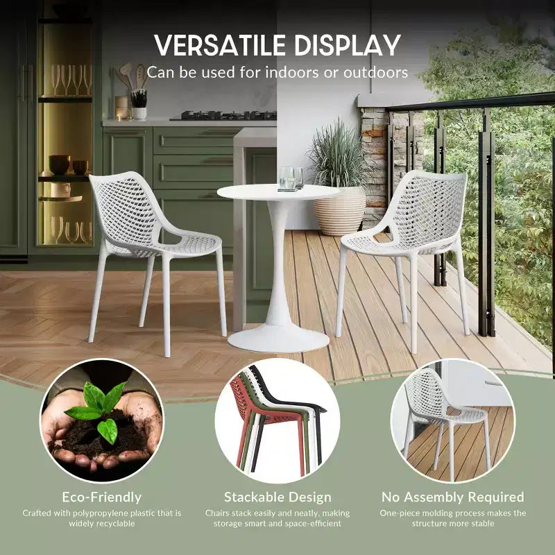 WestinTrends Playa, set da 5 pezzi, tavolo da pranzo quadrato da esterno e sedie da pranzo impilabili
