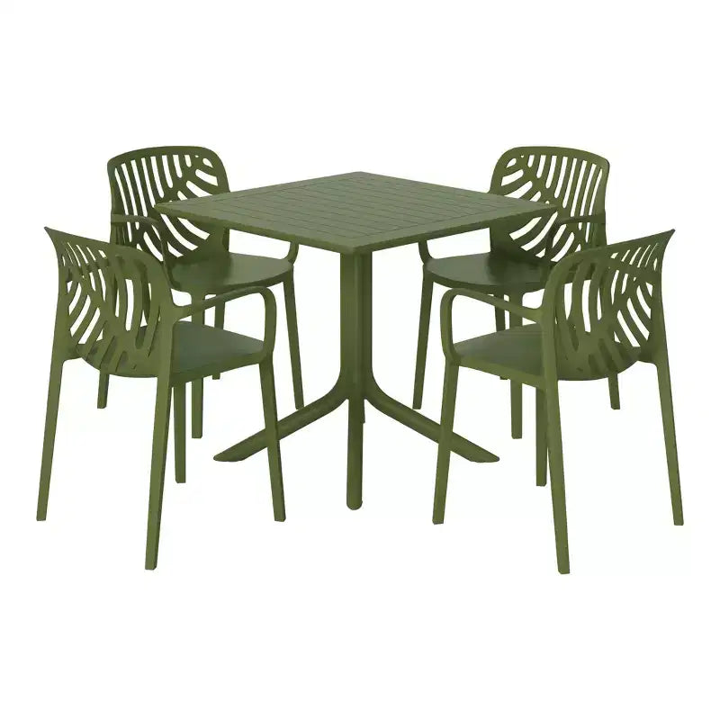 Ensemble table de salle à manger carrée d'extérieur 5 pièces WestinTrends Playa avec chaises de salle à manger empilables