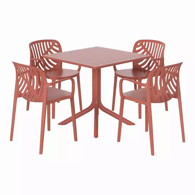 Ensemble table de salle à manger carrée d'extérieur 5 pièces WestinTrends Playa avec chaises de salle à manger empilables