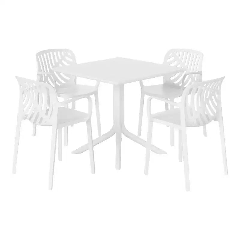 Ensemble table de salle à manger carrée d'extérieur 5 pièces WestinTrends Playa avec chaises de salle à manger empilables