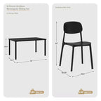 WestinTrends Playa Set da Pranzo da Esterno Rettangolare in Metallo a 7 Pezzi con Sedie Laterali Impilabili da Patio Mid-Century Modern