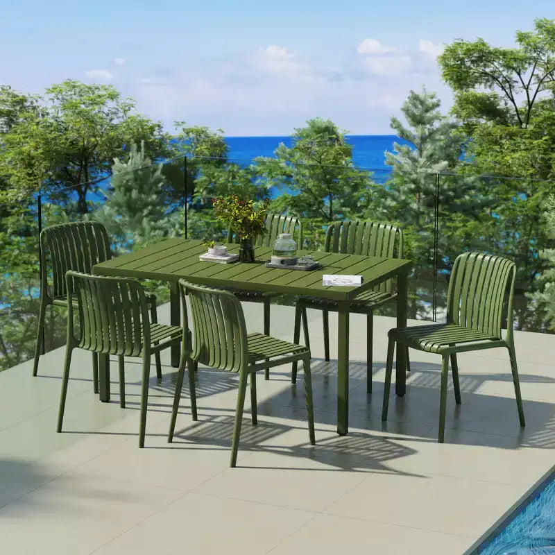 Set da 7 pezzi da pranzo per patio esterno WestinTrends Playa con sedie da patio impilabili