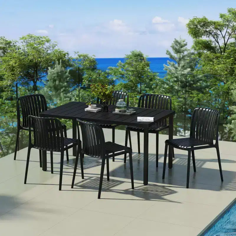 Set da 7 pezzi da pranzo per patio esterno WestinTrends Playa con sedie da patio impilabili