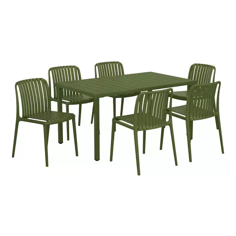 Ensemble de salle à manger d'extérieur 7 pièces Playa WestinTrends avec chaises de patio empilables