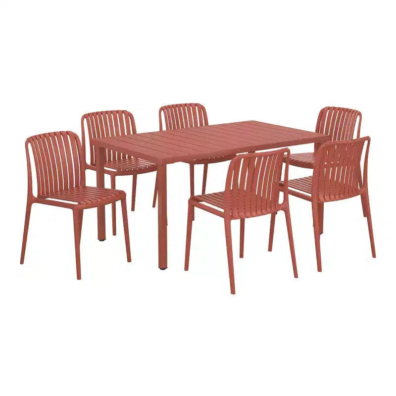 Ensemble de salle à manger d'extérieur 7 pièces Playa WestinTrends avec chaises de patio empilables