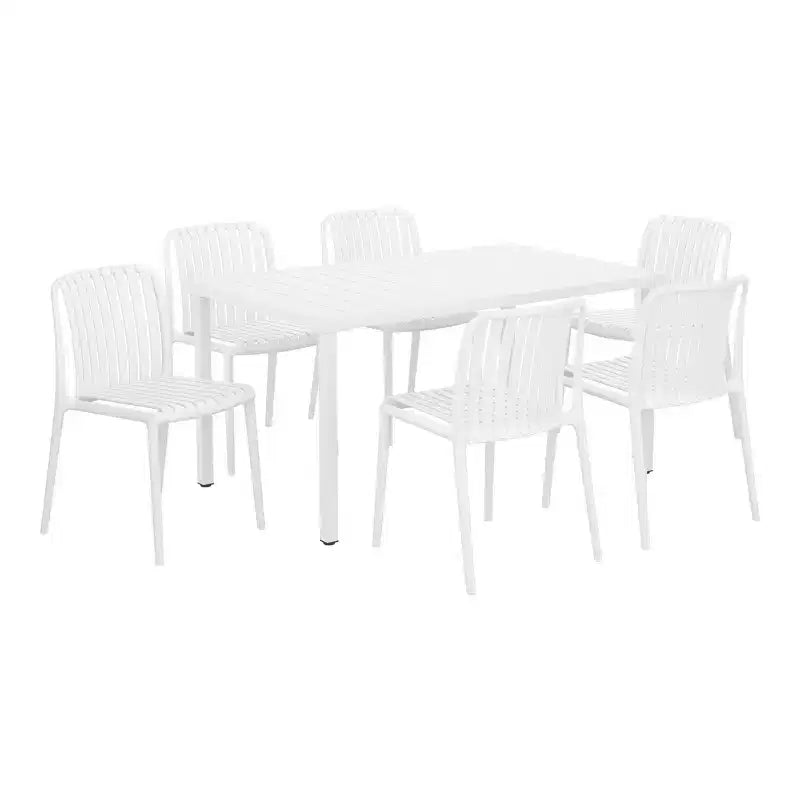Ensemble de salle à manger d'extérieur 7 pièces Playa WestinTrends avec chaises de patio empilables