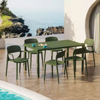 WestinTrends Playa Set da Pranzo da Esterno Rettangolare a 7 Pezzi in Metallo con Sedie da Pranzo da Esterno Impilabili