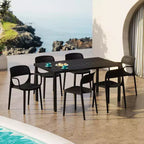 WestinTrends Playa Set da Pranzo da Esterno Rettangolare a 7 Pezzi in Metallo con Sedie da Pranzo da Esterno Impilabili