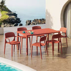 WestinTrends Playa Set da Pranzo da Esterno Rettangolare a 7 Pezzi in Metallo con Sedie da Pranzo da Esterno Impilabili