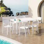 WestinTrends Playa Set da Pranzo da Esterno Rettangolare a 7 Pezzi in Metallo con Sedie da Pranzo da Esterno Impilabili