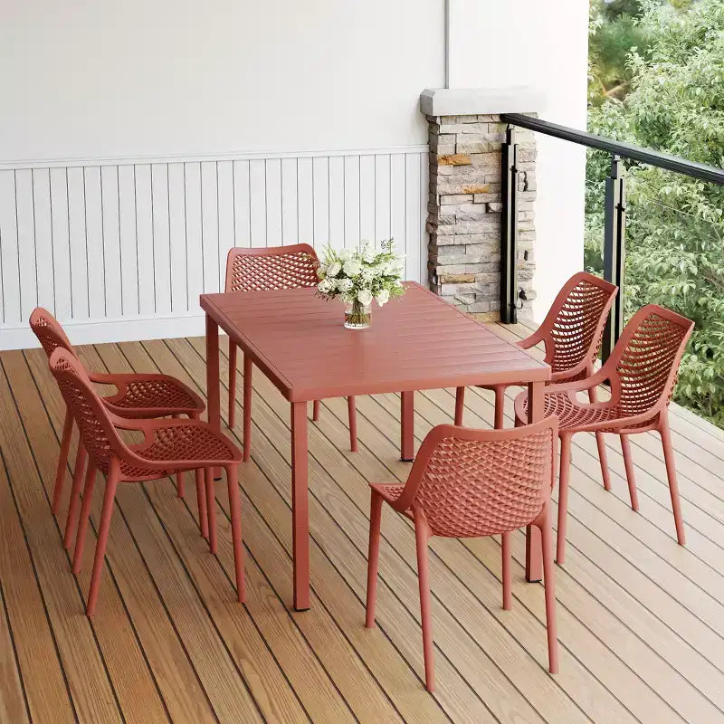 WestinTrends Playa, set da pranzo da esterni in metallo, 7 pezzi, con tavolo e sedie impilabili
