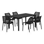 WestinTrends Playa 7-Piece Outdoor Metal Patio Dining Table Set With Stackable Patio Chairs