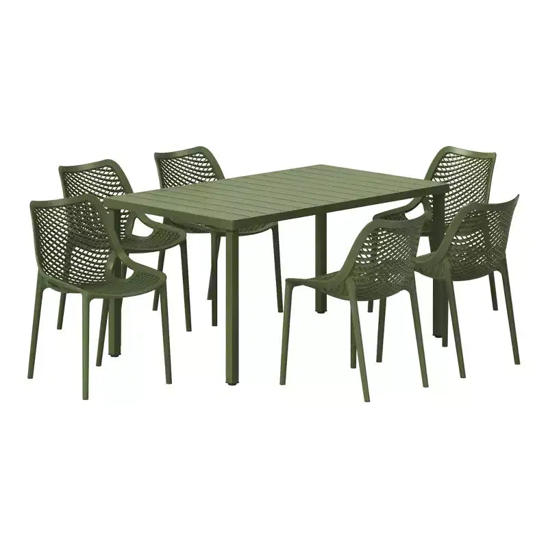 Ensemble de salle à manger d'extérieur 7 pièces WestinTrends Playa en métal avec chaises de patio empilables
