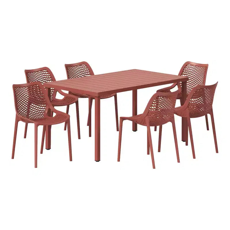 Ensemble de salle à manger d'extérieur 7 pièces WestinTrends Playa en métal avec chaises de patio empilables