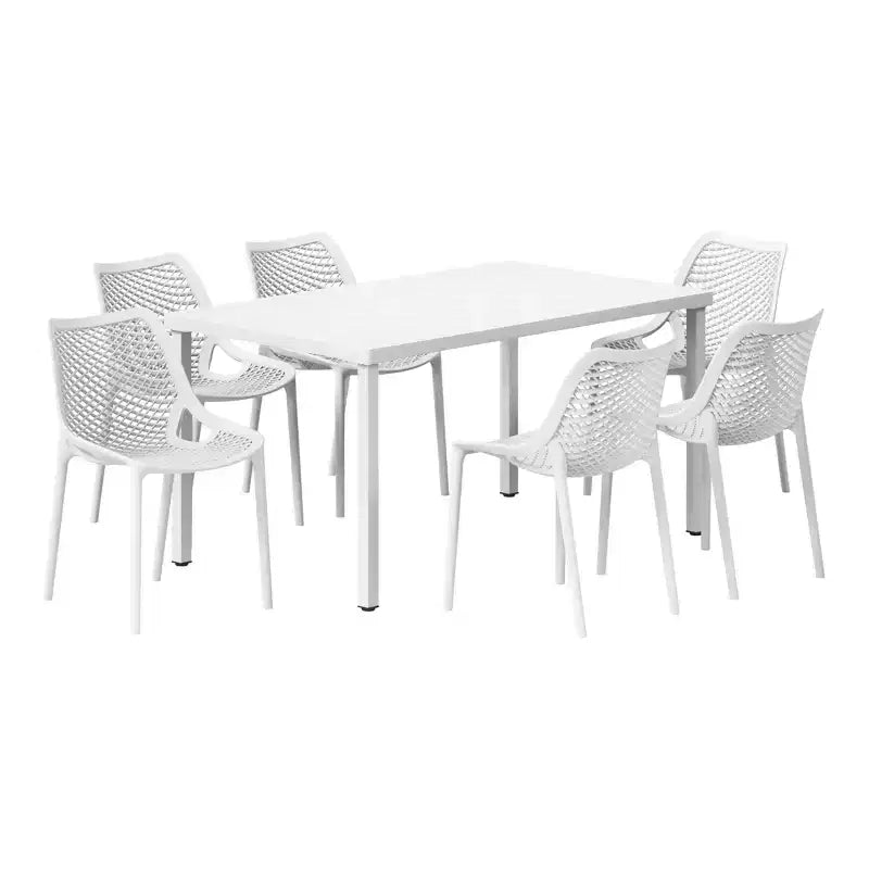 Ensemble de salle à manger d'extérieur 7 pièces WestinTrends Playa en métal avec chaises de patio empilables