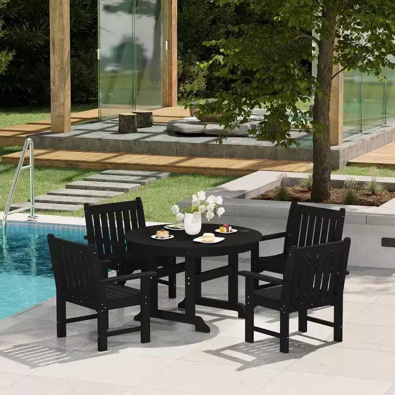 WestinTrends Malibu Set da Pranzo da Esterno 5 Pezzi con Tavolo Rotondo e Sedie in HDPE