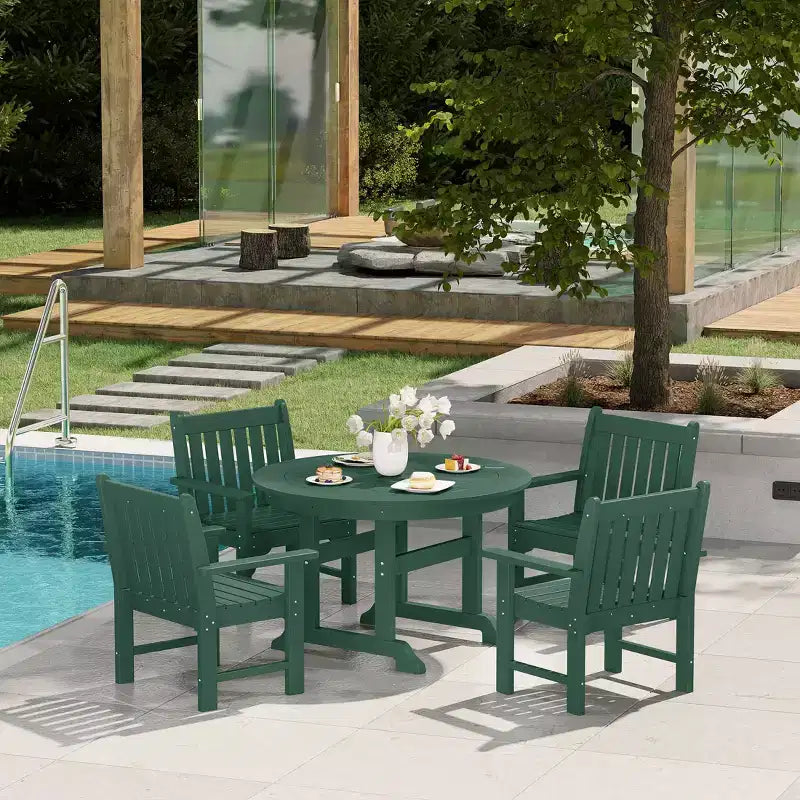 WestinTrends Malibu Set da Pranzo da Esterno 5 Pezzi con Tavolo Rotondo e Sedie in HDPE