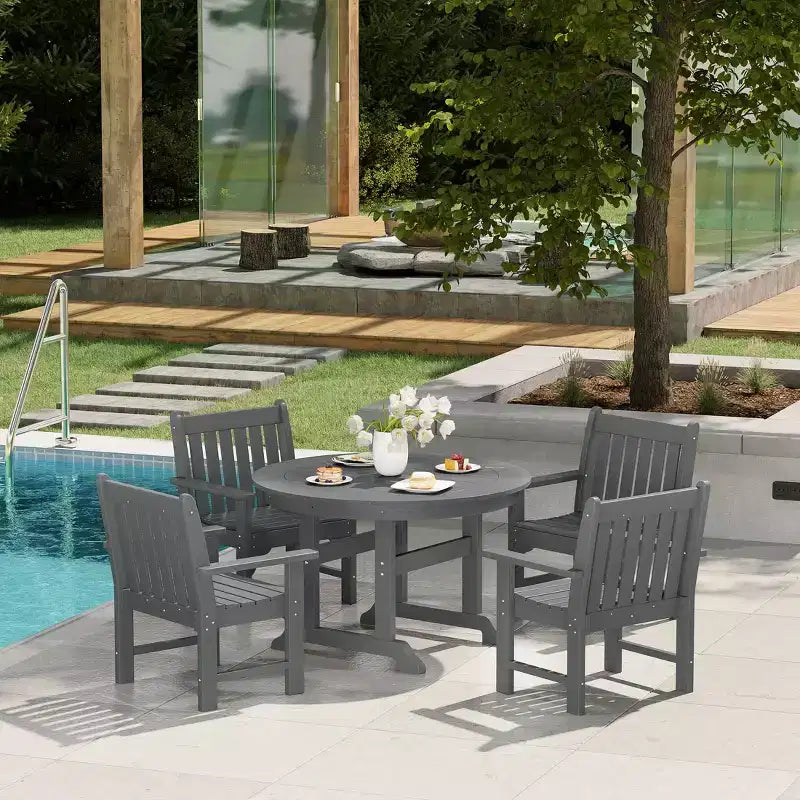 WestinTrends Malibu Set da Pranzo da Esterno 5 Pezzi con Tavolo Rotondo e Sedie in HDPE