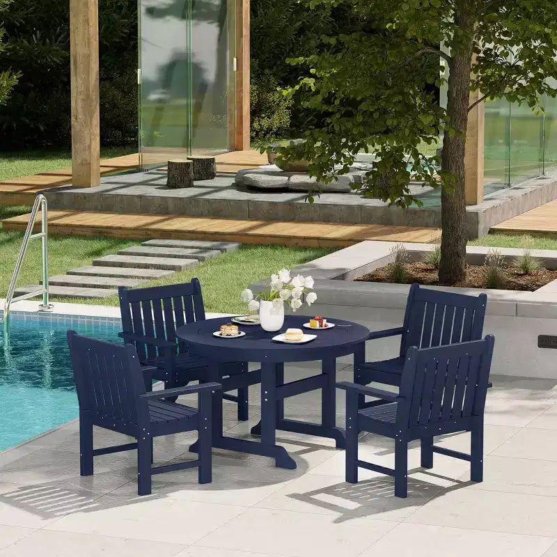 WestinTrends Malibu Set da Pranzo da Esterno 5 Pezzi con Tavolo Rotondo e Sedie in HDPE