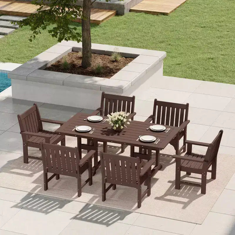 Set da pranzo da esterno WestinTrends Malibu a 7 pezzi in HDPE con tavolo e sedie