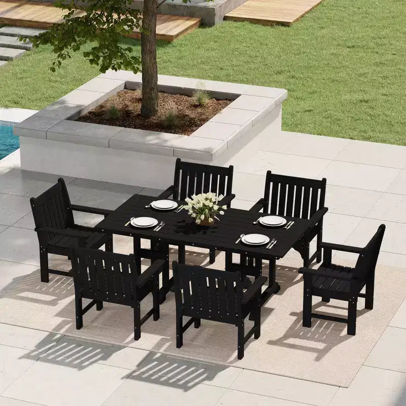 Set da pranzo da esterno WestinTrends Malibu a 7 pezzi in HDPE con tavolo e sedie