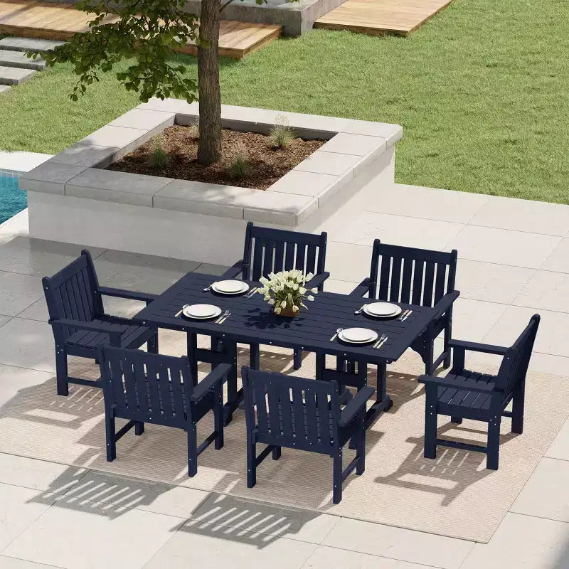 Set da pranzo da esterno WestinTrends Malibu a 7 pezzi in HDPE con tavolo e sedie
