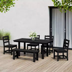 Set da pranzo rettangolare da esterno WestinTrends Ashore a 6 pezzi in HDPE con panca