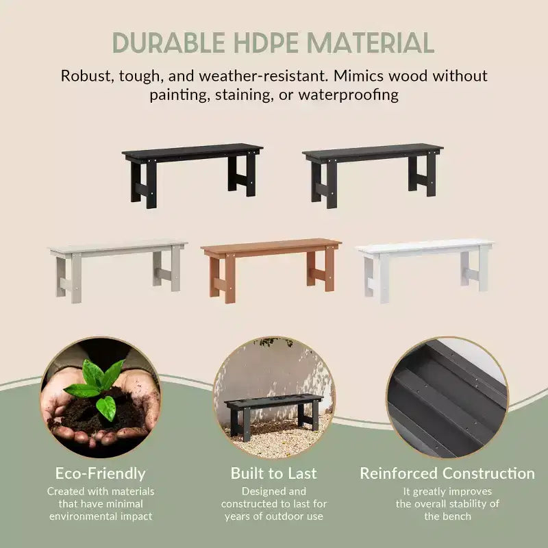 Set da pranzo rettangolare da esterno WestinTrends Ashore a 6 pezzi in HDPE con panca