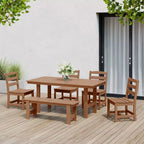 Set da pranzo rettangolare da esterno WestinTrends Ashore a 6 pezzi in HDPE con panca