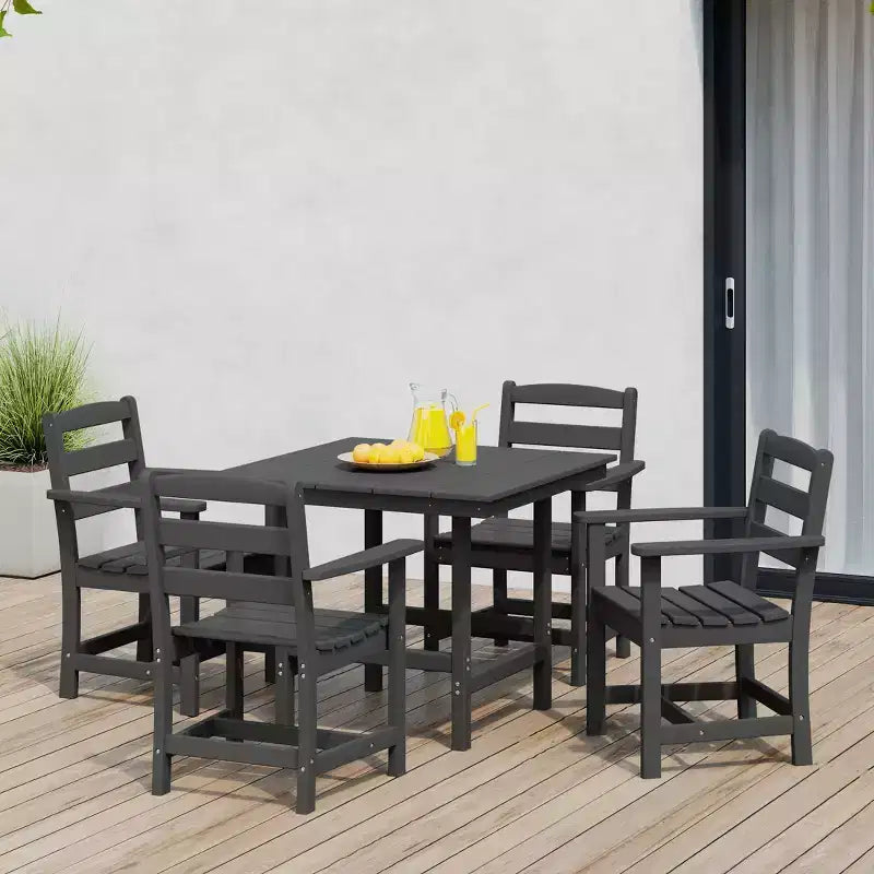 WestinTrends Ashore Set da pranzo quadrato da esterno 5 pezzi in HDPE con poltrone
