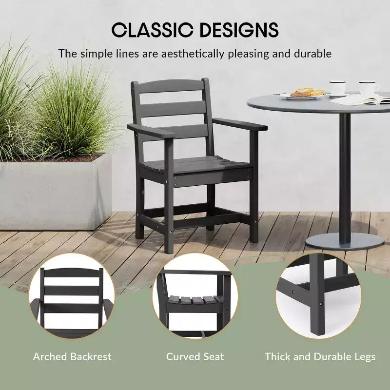 WestinTrends Ashore Set da pranzo quadrato da esterno 5 pezzi in HDPE con poltrone
