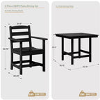 WestinTrends Ashore Set da pranzo quadrato da esterno 5 pezzi in HDPE con poltrone