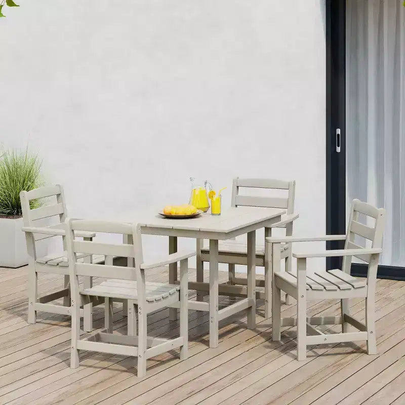 WestinTrends Ashore Set da pranzo quadrato da esterno 5 pezzi in HDPE con poltrone