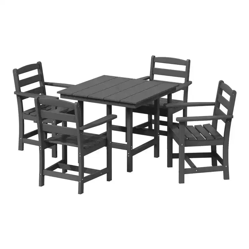Ensemble de salle à manger d'extérieur carré WestinTrends Ashore 5 pièces en HDPE avec fauteuils