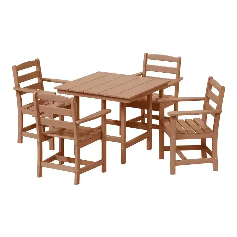 Ensemble de salle à manger d'extérieur carré WestinTrends Ashore 5 pièces en HDPE avec fauteuils