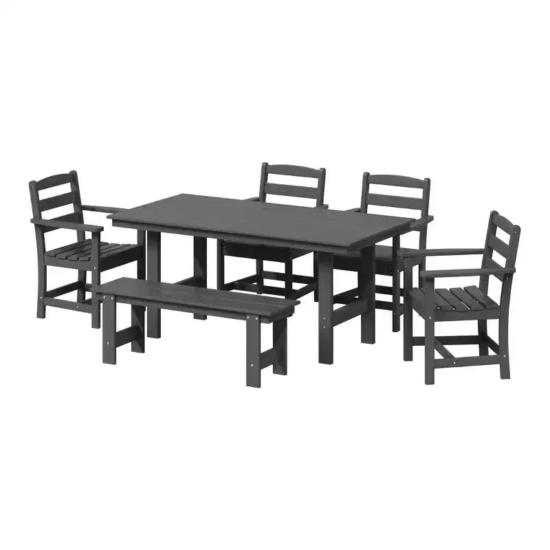 WestinTrends Ashore Ensemble de 6 pièces de salle à manger d'extérieur en PEHD avec banc